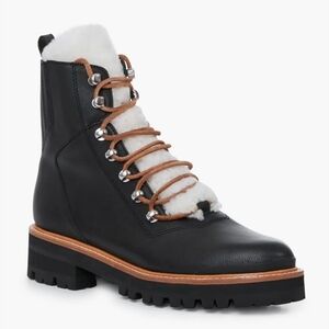 SIZE. 5 ,5.  MARG FISHER Women's Black Leather Lace-Up Boots